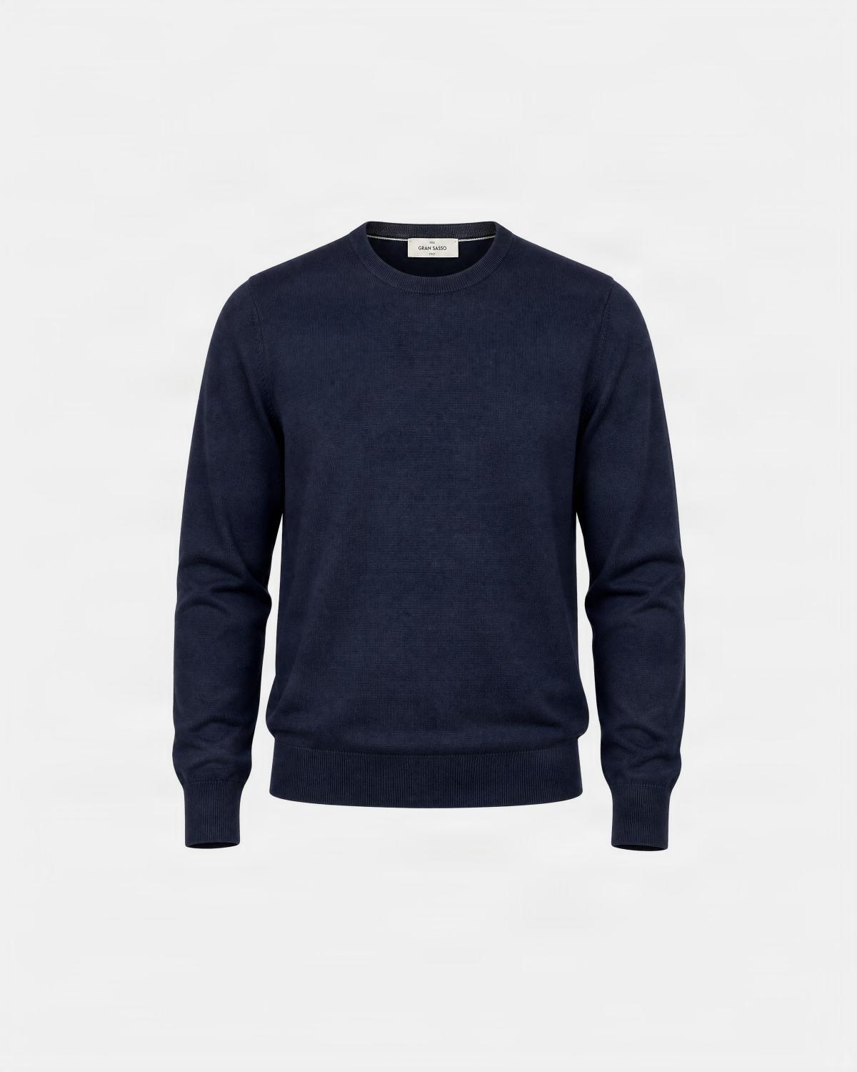 PULL COL ROND GRAN SASSO 100% LAINE MERINOS  MARINE
