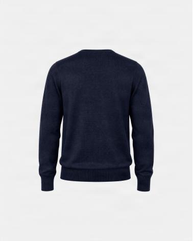 PULL COL ROND GRAN SASSO 100% LAINE MERINOS  MARINE