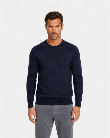 PULL COL ROND GRAN SASSO 100% LAINE MERINOS  MARINE