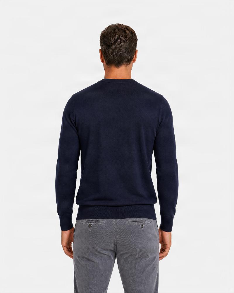 PULL COL ROND GRAN SASSO 100% LAINE MERINOS  MARINE