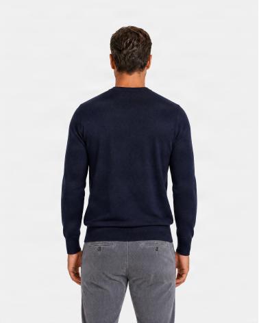 PULL COL ROND GRAN SASSO 100% LAINE MERINOS  MARINE