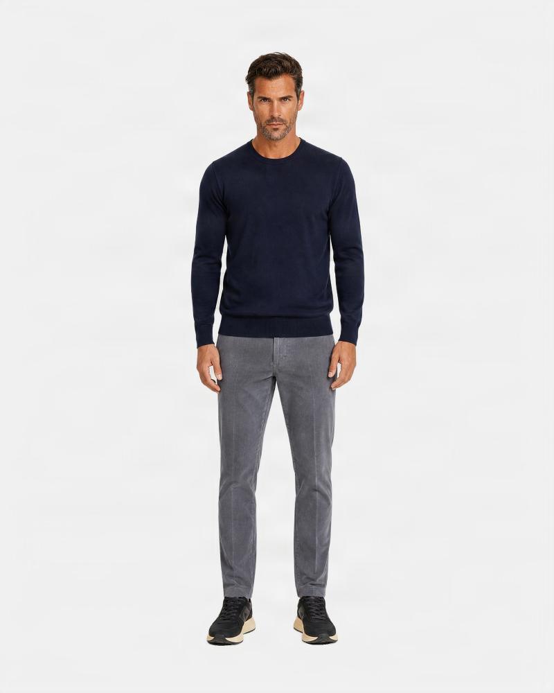 PULL COL ROND GRAN SASSO 100% LAINE MERINOS  MARINE