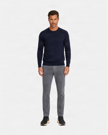 PULL COL ROND GRAN SASSO 100% LAINE MERINOS  MARINE