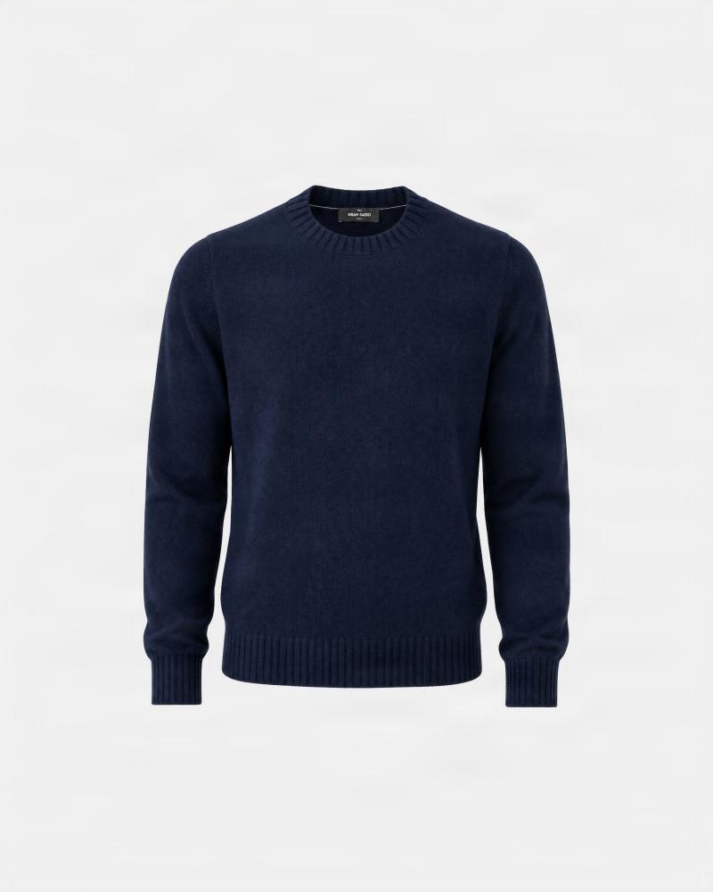 PULL COL ROND GRAN SASSO PUR CASHMERE MARINE