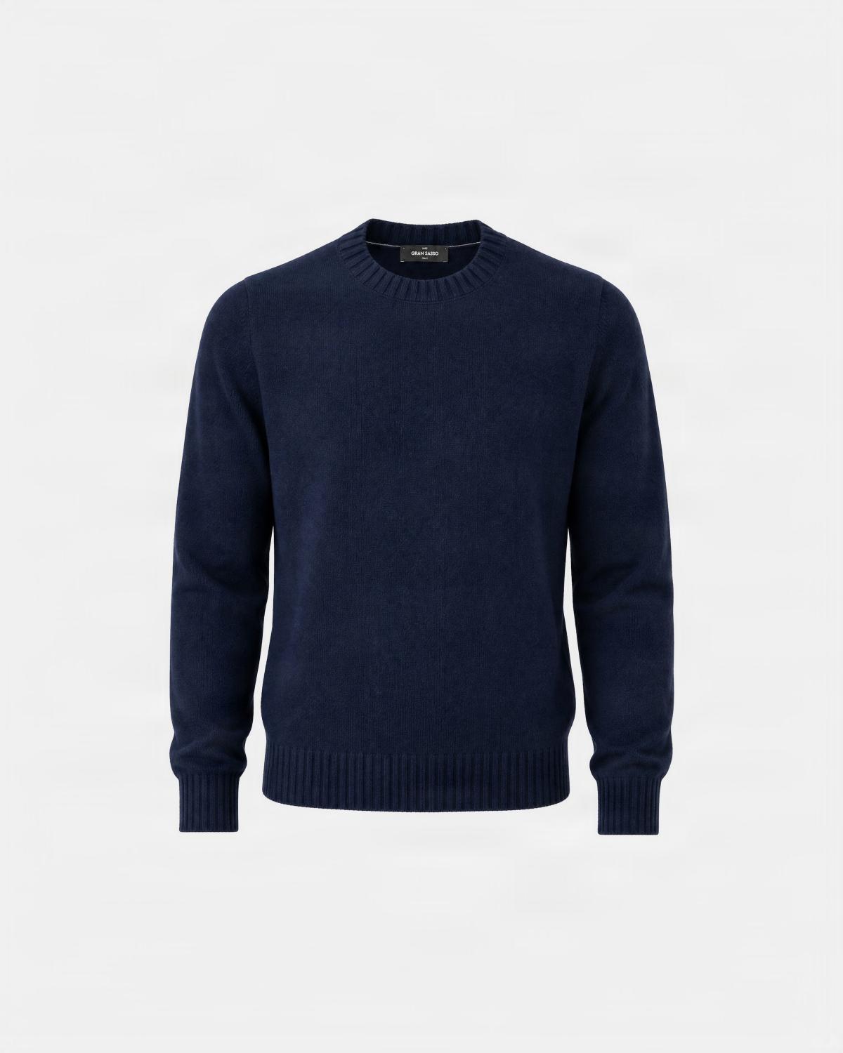 PULL COL ROND GRAN SASSO PUR CASHMERE MARINE