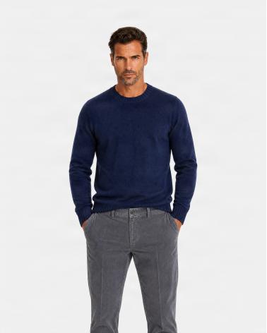 PULL COL ROND GRAN SASSO PUR CASHMERE MARINE