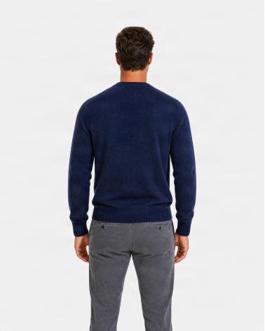 PULL COL ROND GRAN SASSO PUR CASHMERE MARINE