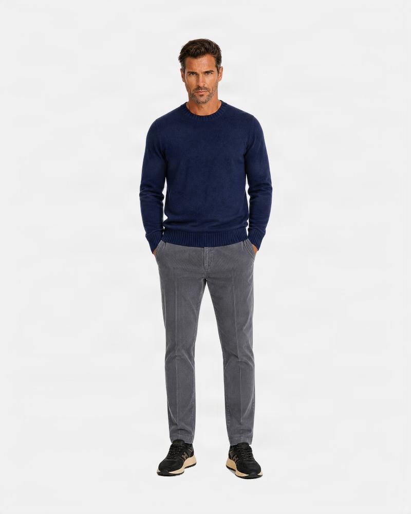 PULL COL ROND GRAN SASSO PUR CASHMERE MARINE