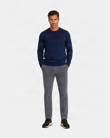 PULL COL ROND GRAN SASSO PUR CASHMERE MARINE