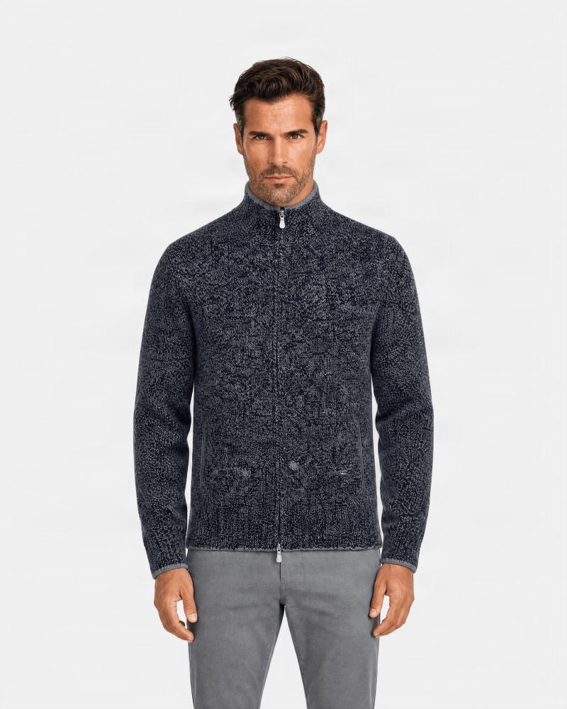 GILET GRAN SASSO FULL ZIP GELONG MOULINE BLEU  GRIS