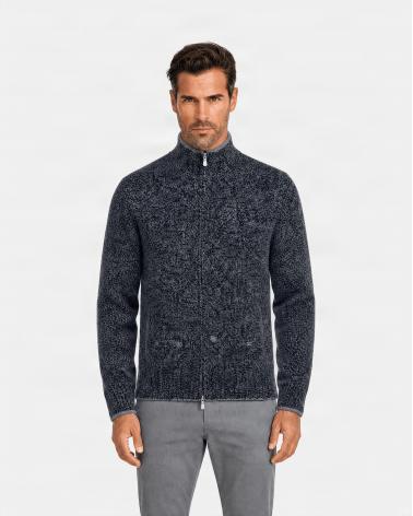 GILET GRAN SASSO FULL ZIP GELONG MOULINE BLEU  GRIS