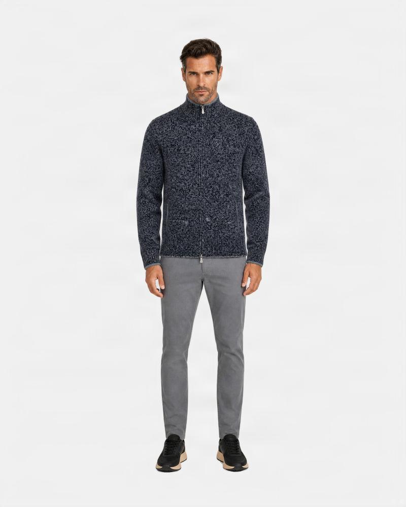 GILET GRAN SASSO FULL ZIP GELONG MOULINE BLEU  GRIS