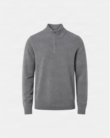 PULL D FIESOLI COL MONTANT ZIP DF038 GRIS