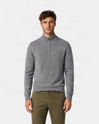PULL D FIESOLI COL MONTANT ZIP DF038 GRIS