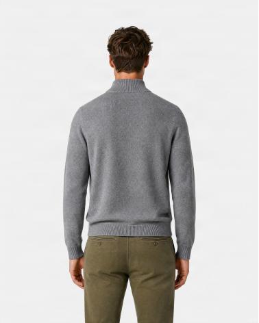 PULL D FIESOLI COL MONTANT ZIP DF038 GRIS