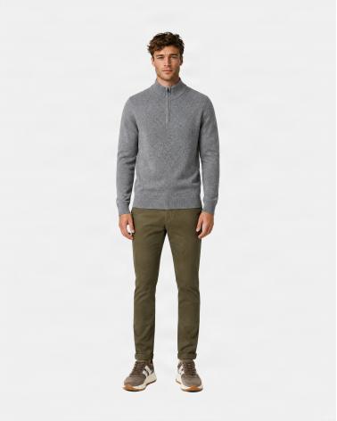 PULL D FIESOLI COL MONTANT ZIP DF038 GRIS
