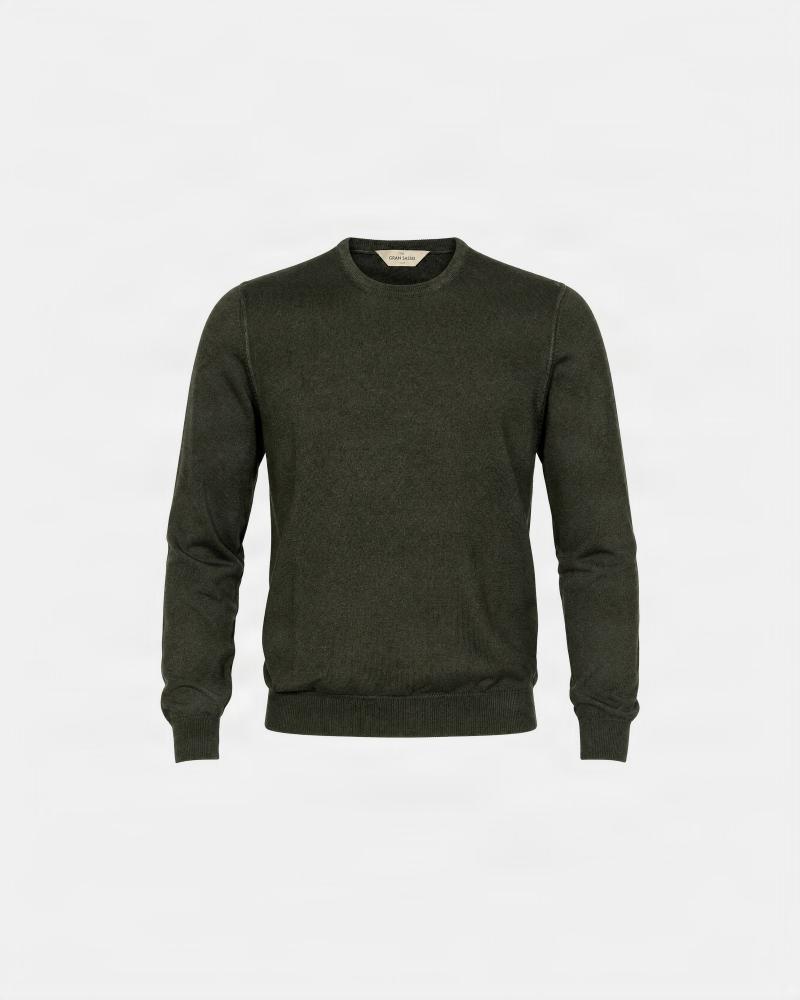 PULL COL ROND GRAN SASSO MERINOS VINTAGE KAKI