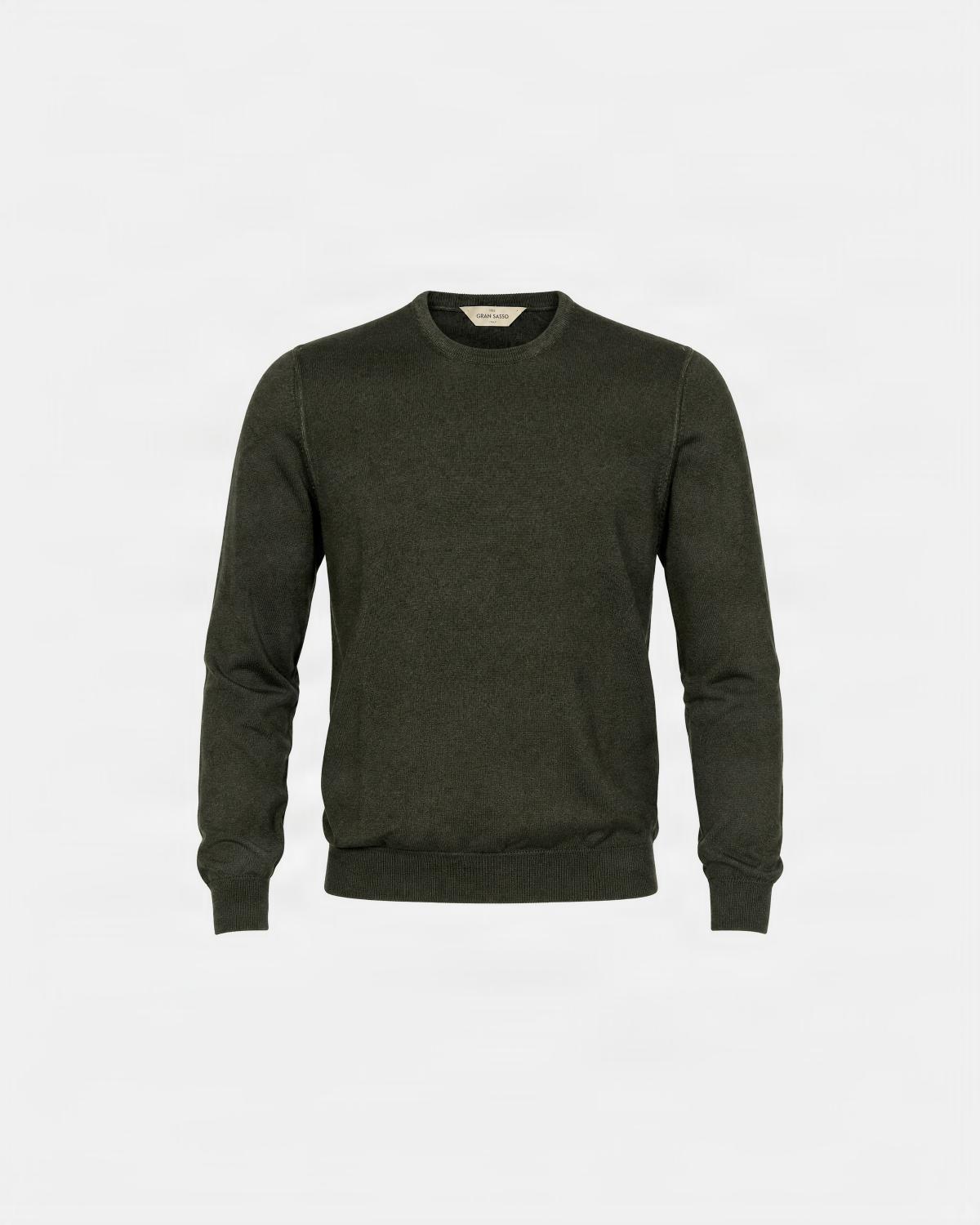 PULL COL ROND GRAN SASSO MERINOS VINTAGE KAKI