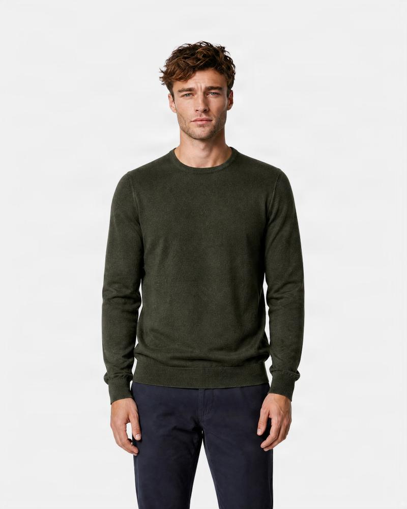 PULL COL ROND GRAN SASSO MERINOS VINTAGE KAKI