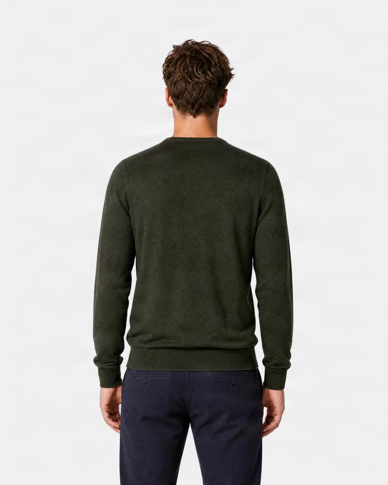 PULL COL ROND GRAN SASSO MERINOS VINTAGE KAKI