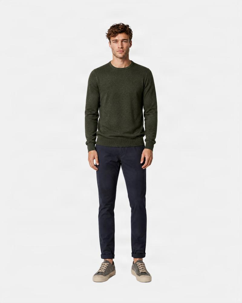 PULL COL ROND GRAN SASSO MERINOS VINTAGE KAKI