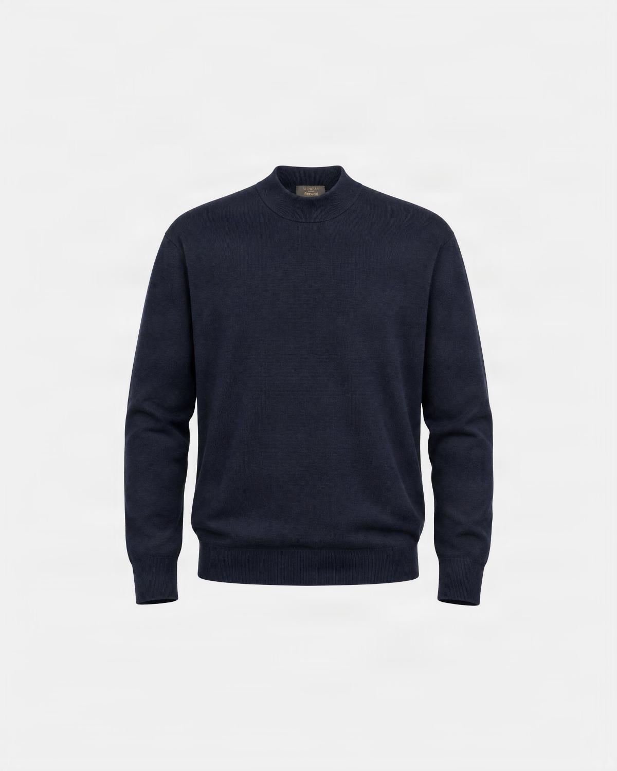 PULL COL DEMI MONTANT SLOWEAR  FLEXWOOL MARINE
