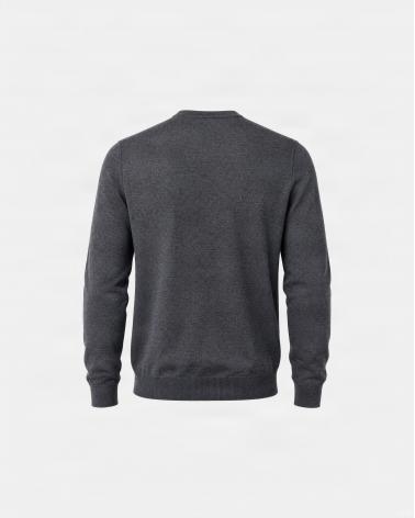 PULL COL ROND GRAN SASSO 100% LAINE MERINOS  ANTRACITE