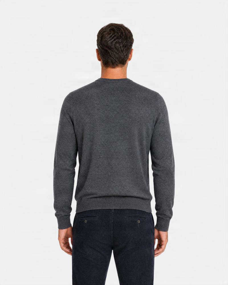 PULL COL ROND GRAN SASSO 100% LAINE MERINOS  ANTRACITE