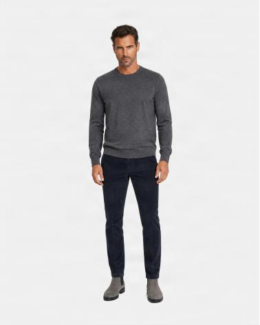 PULL COL ROND GRAN SASSO 100% LAINE MERINOS  ANTRACITE