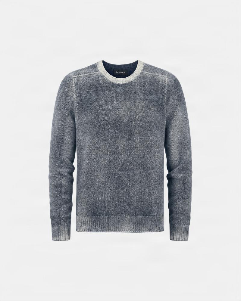 PULL COL ROND AROVESCIO CHINE/REVERIBLE BLEU