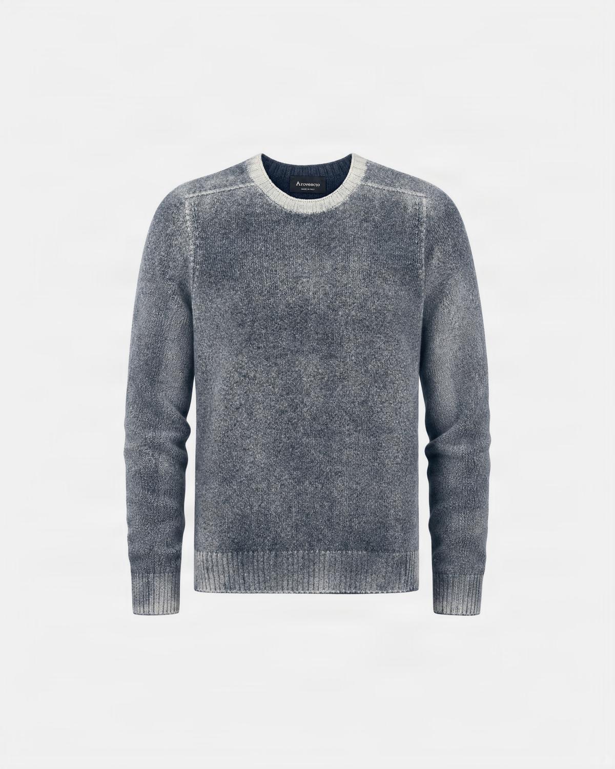 PULL COL ROND AROVESCIO CHINE/REVERIBLE BLEU