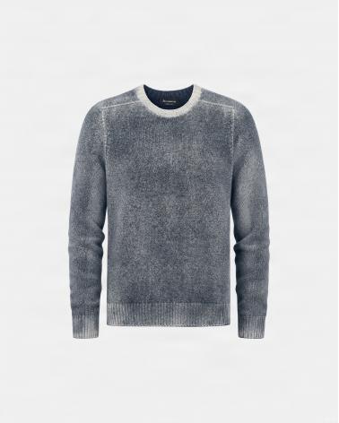 PULL COL ROND AROVESCIO CHINE/REVERIBLE BLEU