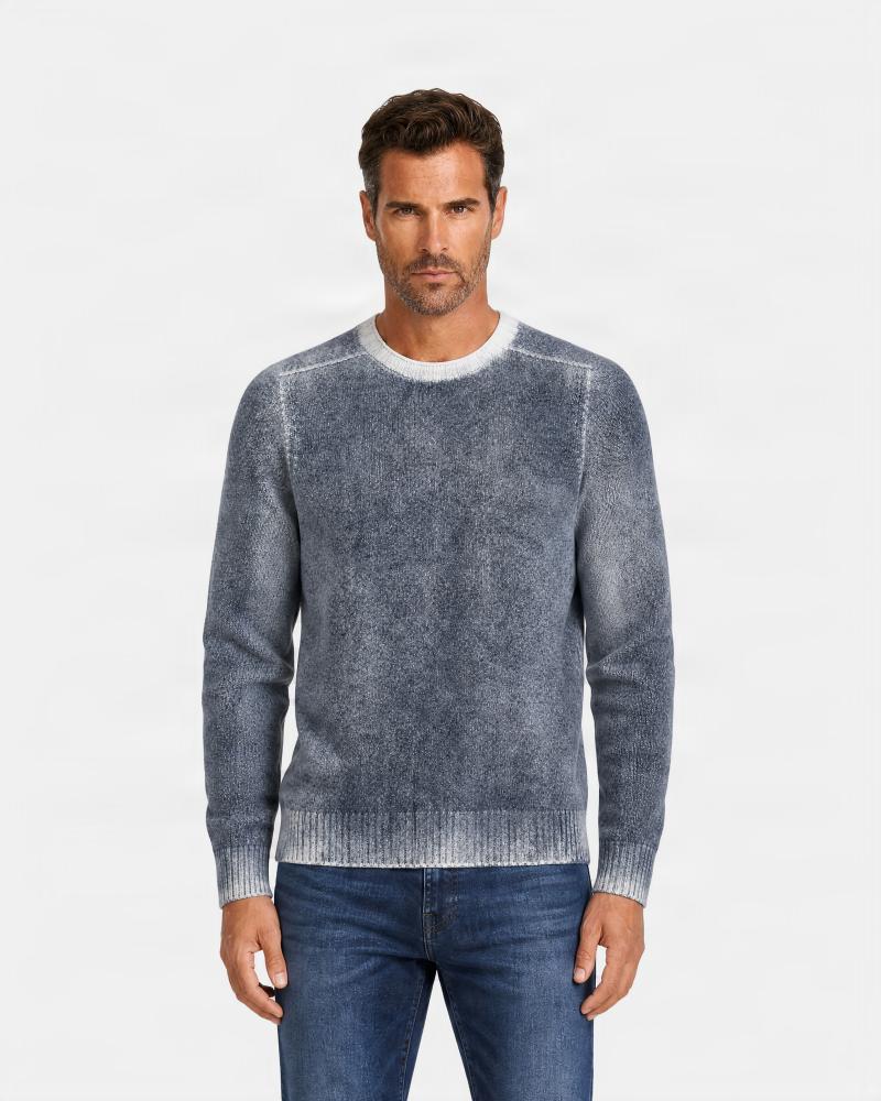 PULL COL ROND AROVESCIO CHINE/REVERIBLE BLEU