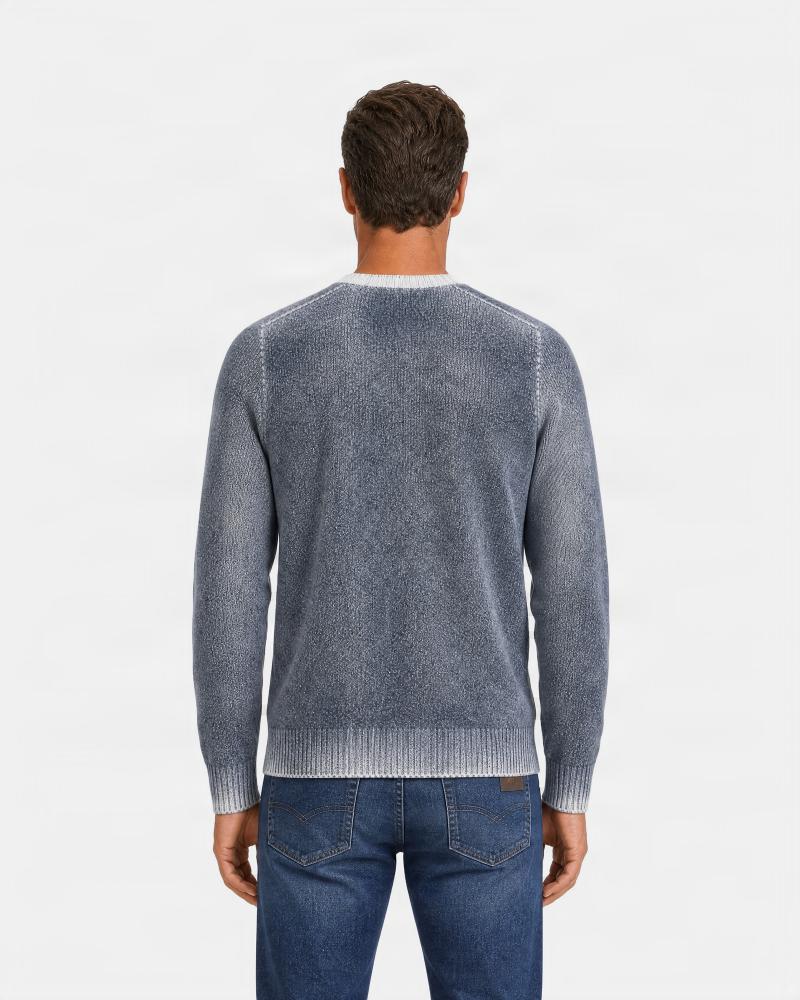 PULL COL ROND AROVESCIO CHINE/REVERIBLE BLEU