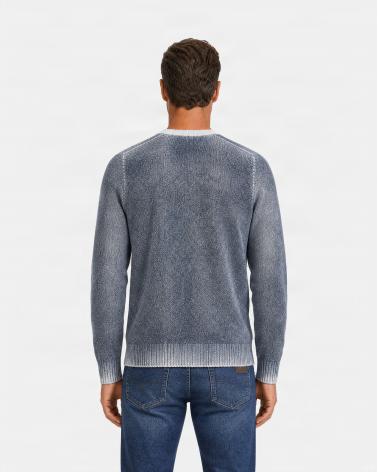 PULL COL ROND AROVESCIO CHINE/REVERIBLE BLEU