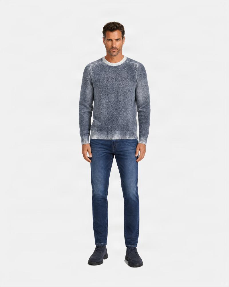 PULL COL ROND AROVESCIO CHINE/REVERIBLE BLEU