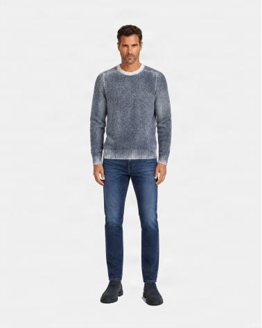 PULL COL ROND AROVESCIO CHINE/REVERIBLE BLEU
