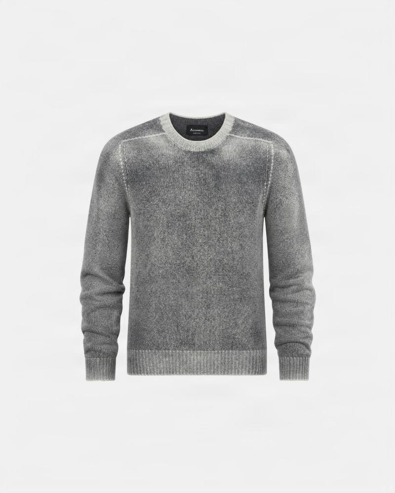 PULL COL ROND AROVESCIO CHINE/REVERIBLE GRIS