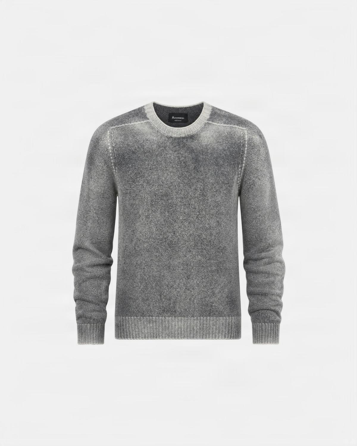 PULL COL ROND AROVESCIO CHINE/REVERIBLE GRIS