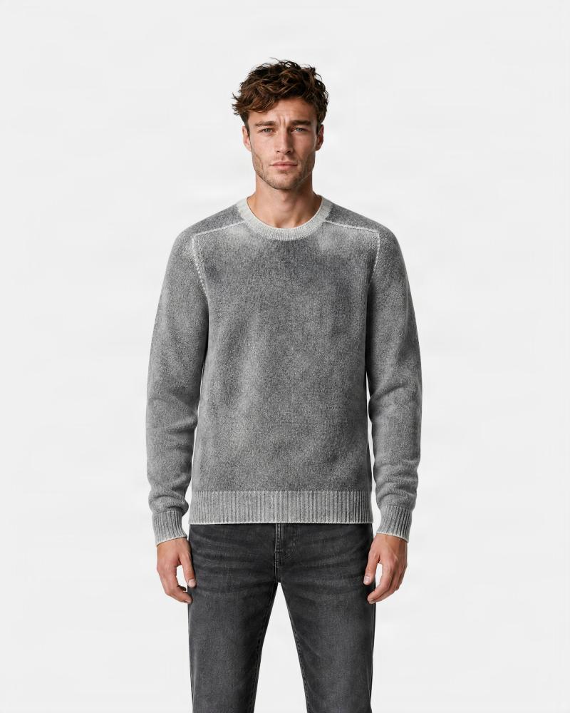 PULL COL ROND AROVESCIO CHINE/REVERIBLE GRIS