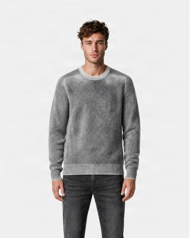 PULL COL ROND AROVESCIO CHINE/REVERIBLE GRIS