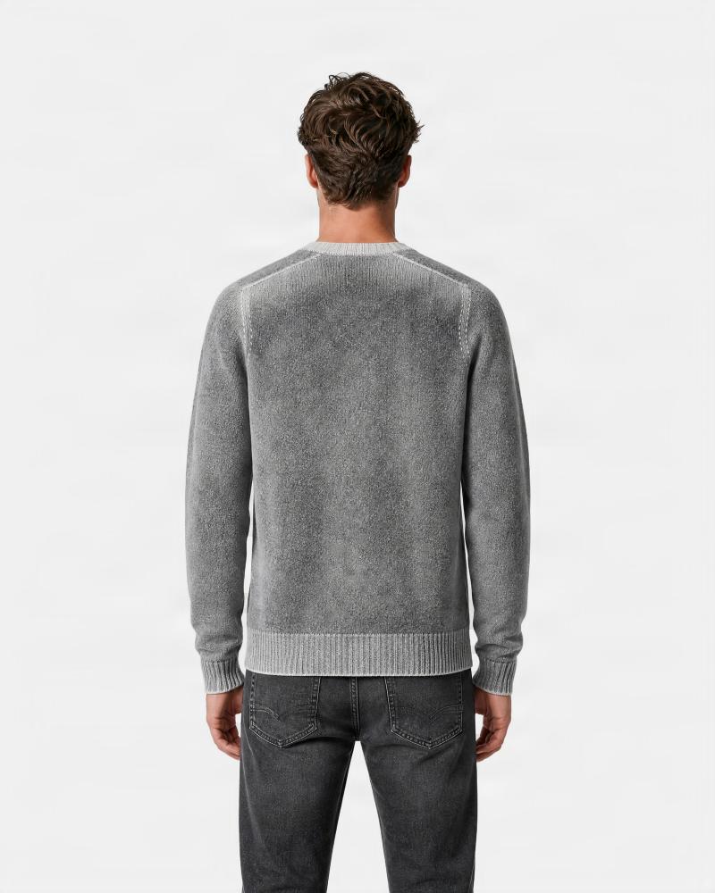 PULL COL ROND AROVESCIO CHINE/REVERIBLE GRIS