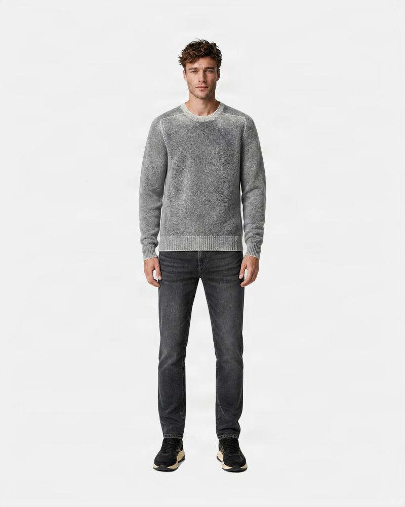 PULL COL ROND AROVESCIO CHINE/REVERIBLE GRIS