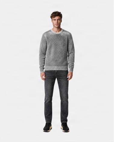 PULL COL ROND AROVESCIO CHINE/REVERIBLE GRIS