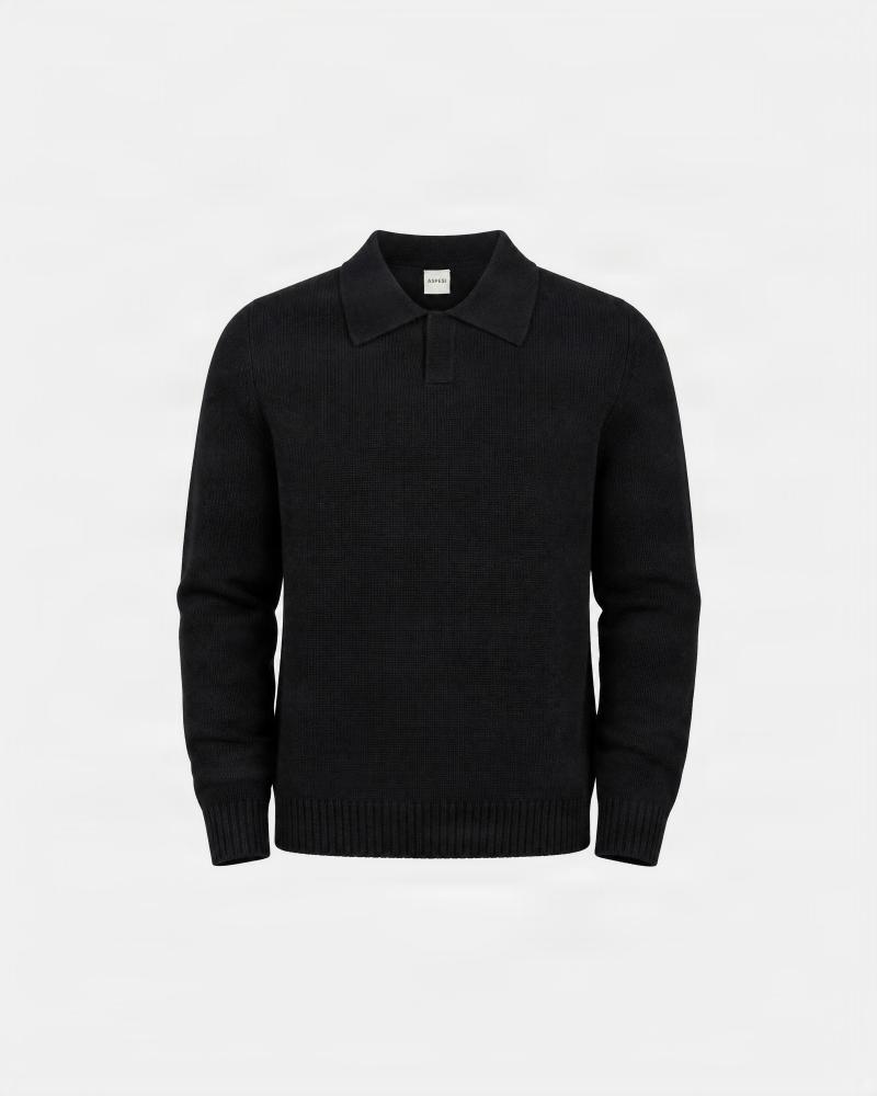 PULL POLO ASPESI COL OUVERT NOIR