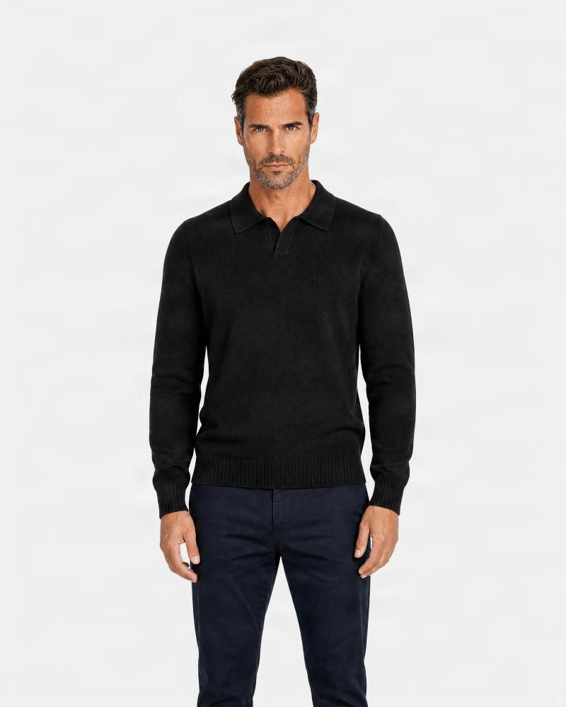 PULL POLO ASPESI COL OUVERT NOIR