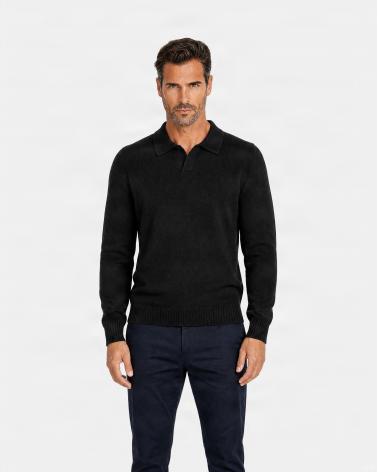 PULL POLO ASPESI COL OUVERT NOIR