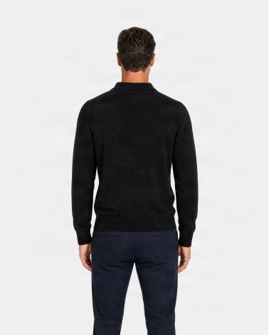 PULL POLO ASPESI COL OUVERT NOIR