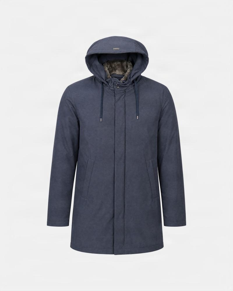 PARKA RESORT EN NYLON STRETCH EFFET CHINÉ ET LIGHT FAUX FUR