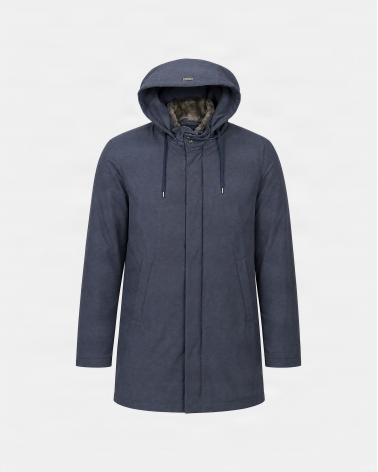 PARKA RESORT EN NYLON STRETCH EFFET CHINÉ ET LIGHT FAUX FUR